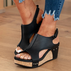 Miss | Sleehak Sandalen Dames Comfort - Suède Leer
