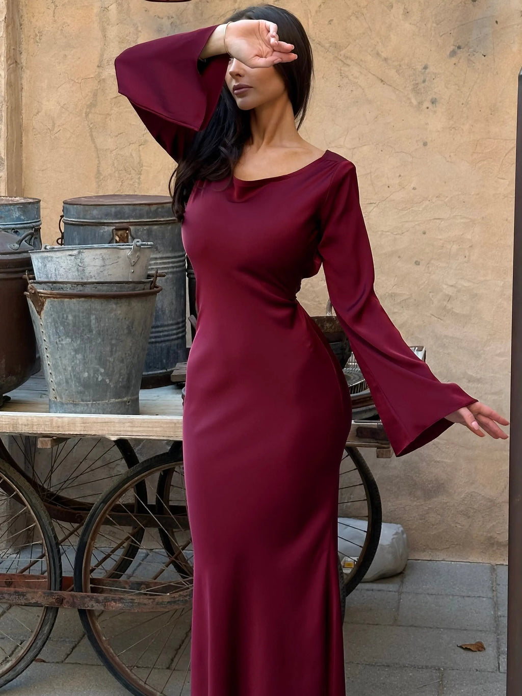 Miss | Jurk Dames Maxi Fluïde Lange Mouw - Viscose