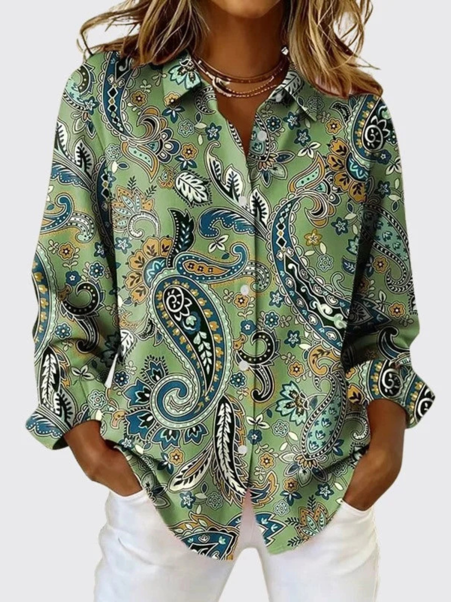 Joanna™ | Paisley Print Button-Up Blouse — 3