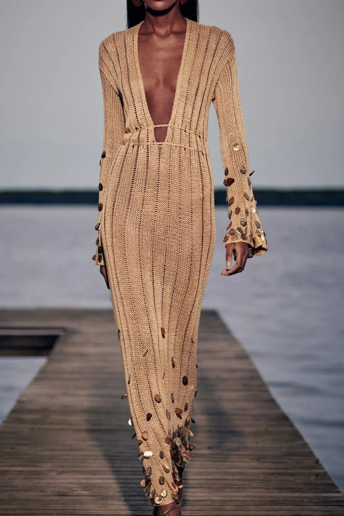 Goldie | Gouden Mesh Glamour Jurk