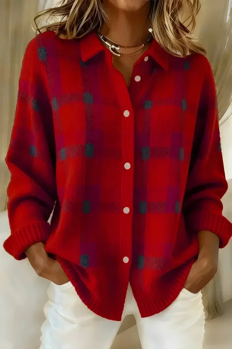 Brittany™ | Soft Plaid Button Cardigan — 1