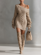 Miss | Jurk Dames Mini Casual - Kabelgebreid
