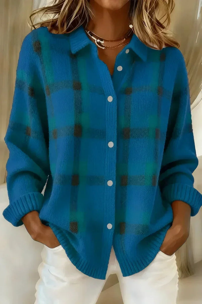 Kelsey™ | Brushed Knit Plaid Cardigan — 1
