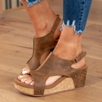 Miss | Sleehak Sandalen Dames Comfort - Suède Leer