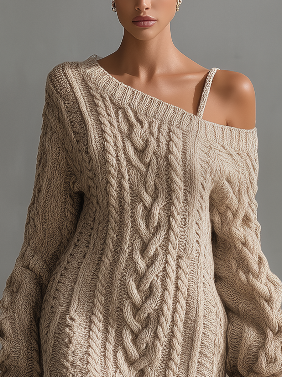 Miss | Jurk Dames Mini Casual - Kabelgebreid