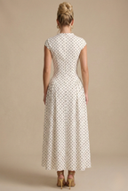 Léorine | Polka Dot Maxi Jurk met Getailleerde Taille