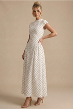 Léorine | Polka Dot Maxi Jurk met Getailleerde Taille