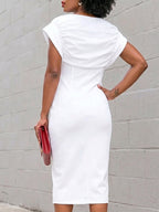 Miss | Jurk Dames Midi Bodycon Katoenblend - Wit