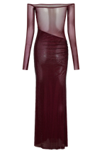 Seraphyne Crystal Mesh Gown | Off-Shoulder Maxi Jurk met Luxe Rhinestone Shine