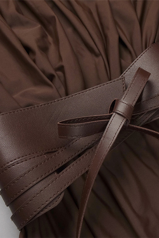 Elaris | Luxe Maxi-Jurk met Diepe V-Hals & Brede Tailleband