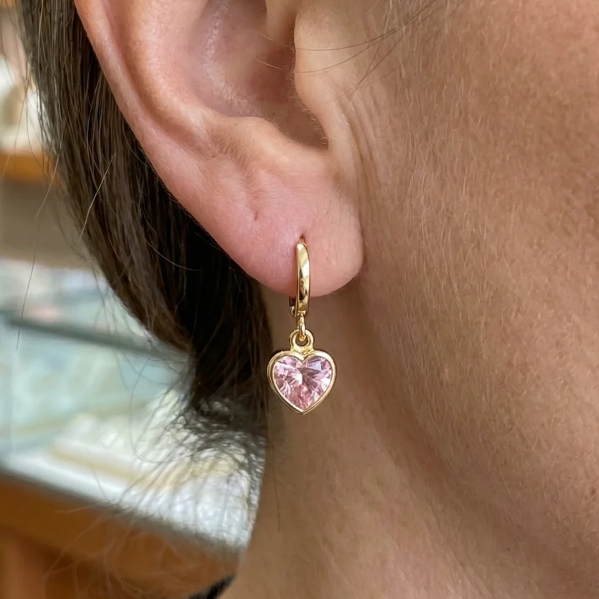 Elegant Rosé Sapphire Cupid Charm Earrings — 2