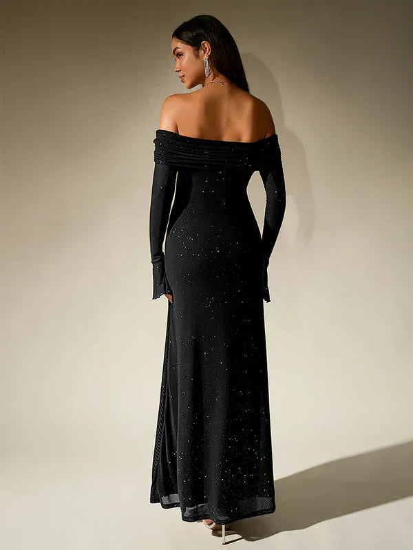 Miss | Jurk Dames Maxi Schouderloos - Glitter