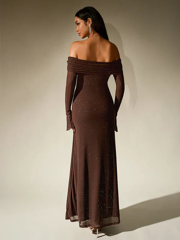 Miss | Jurk Dames Maxi Schouderloos - Glitter