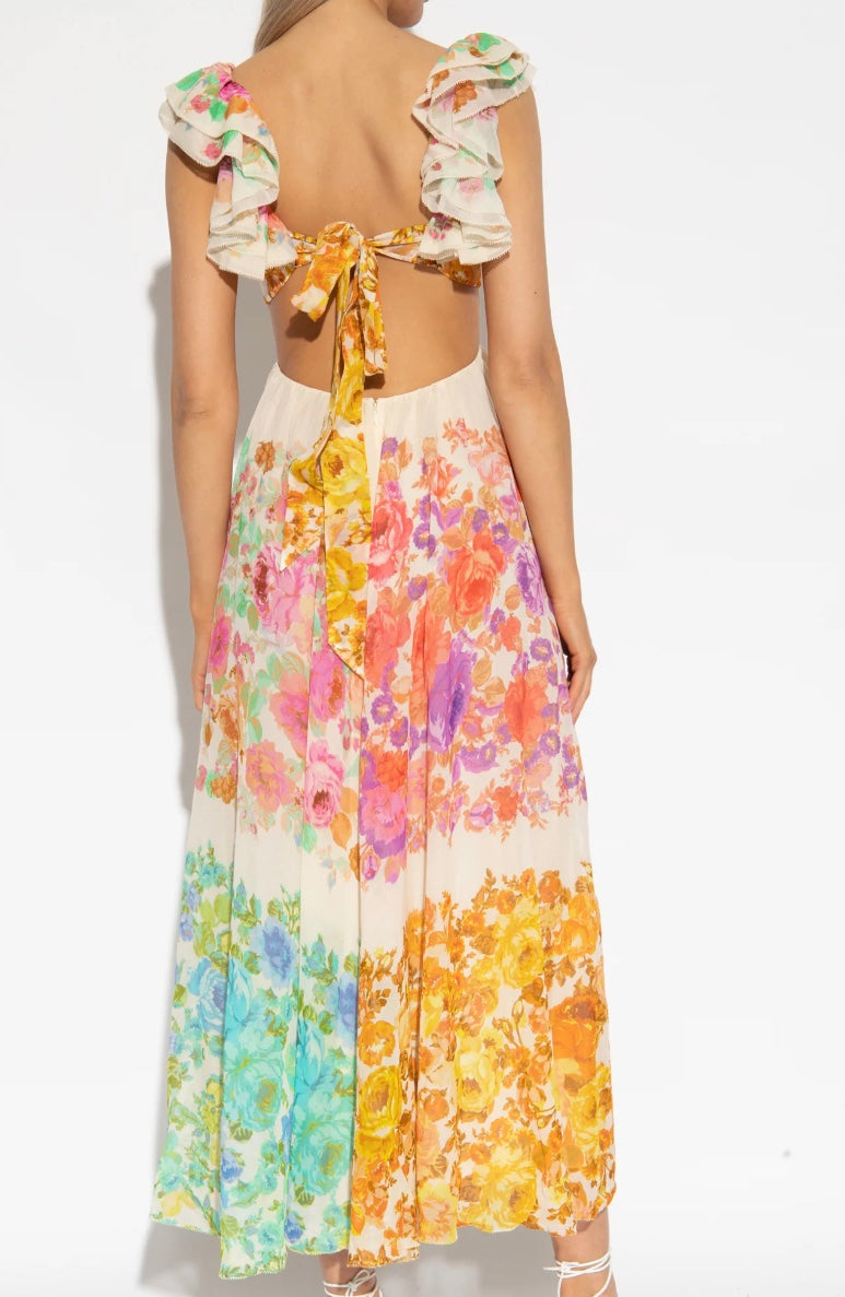 Bloomelia | Maxi Jurk met Bloemenprint & Ruches
