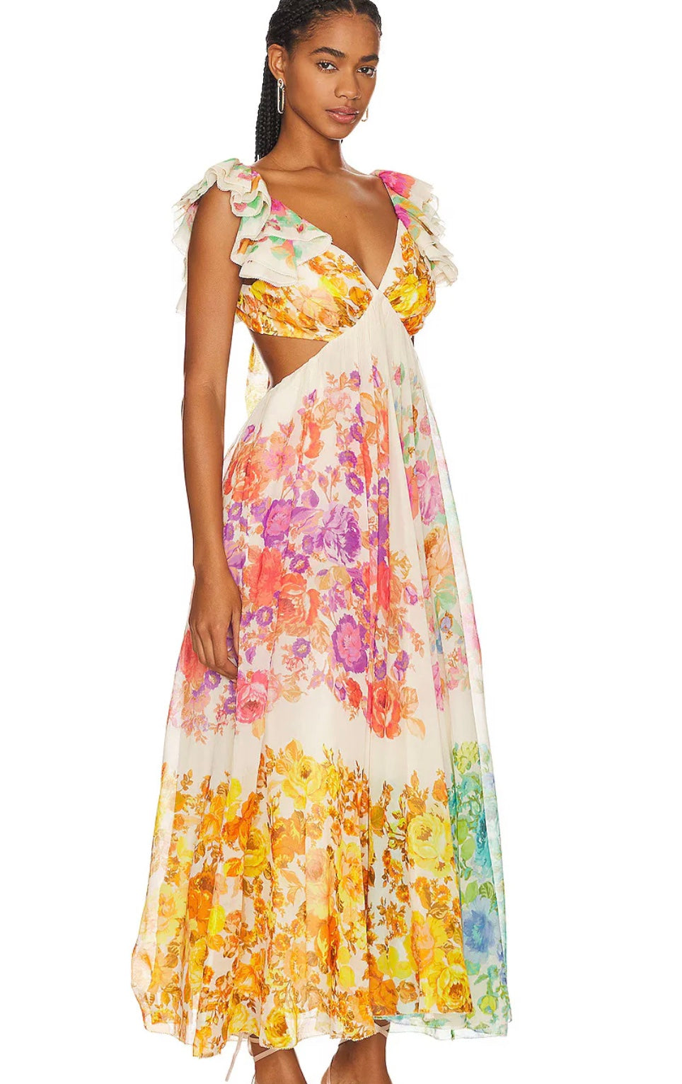 Bloomelia | Maxi Jurk met Bloemenprint & Ruches