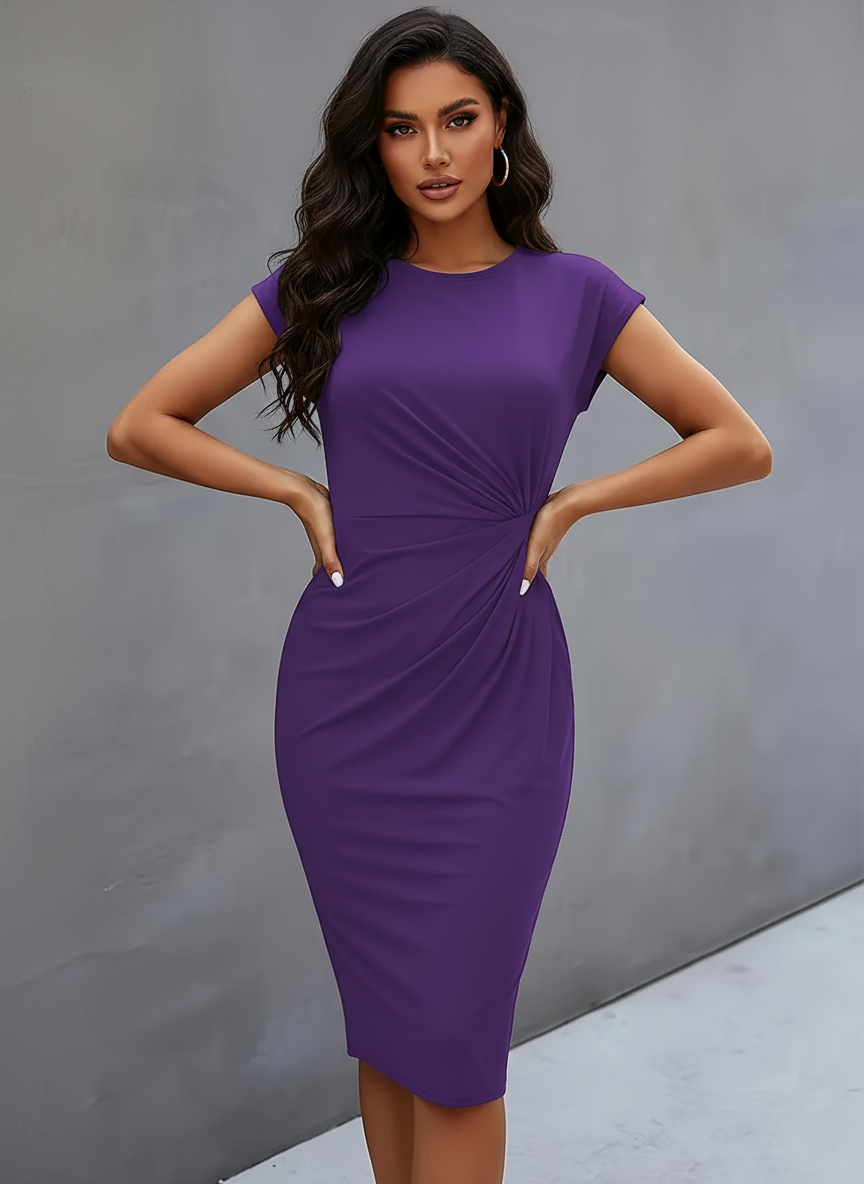 Sienna’s | Tailored Midi Dress with Pleated Waist