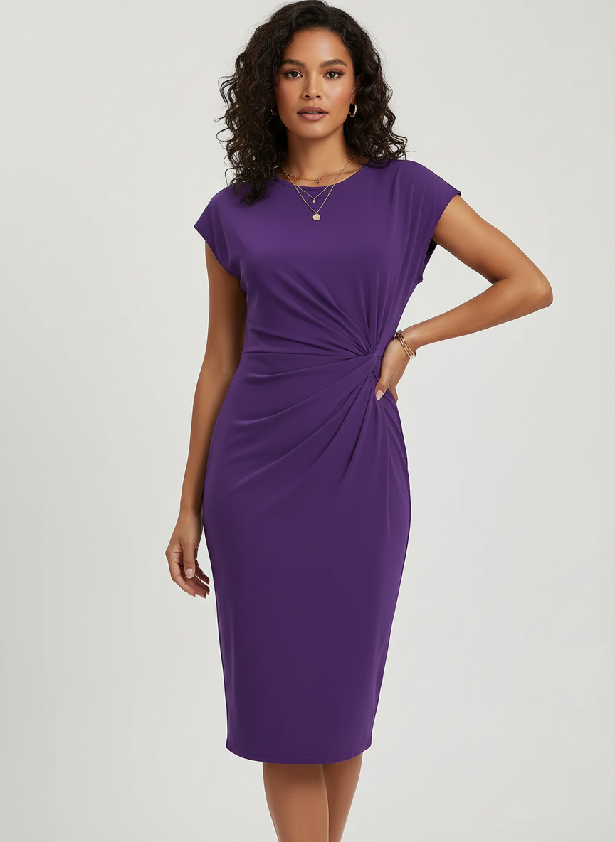 Sienna’s | Tailored Midi Dress with Pleated Waist