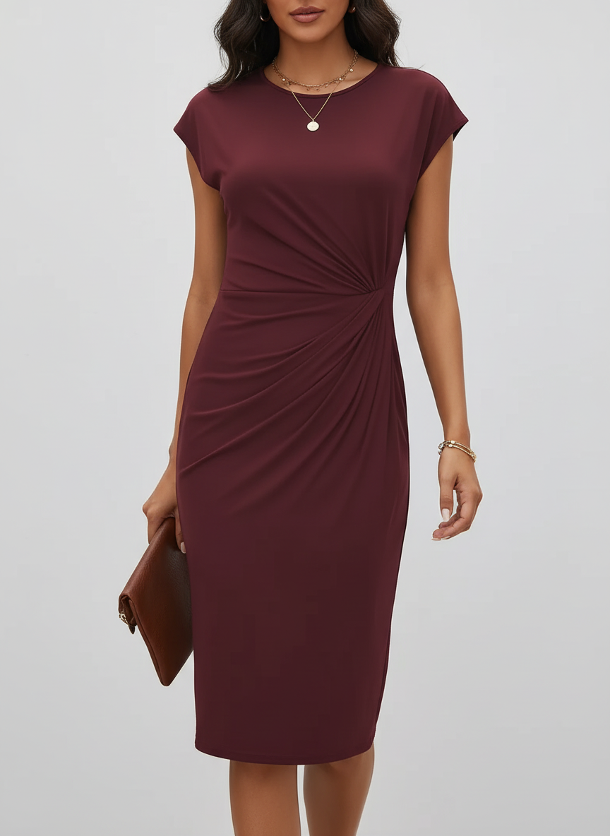 Sienna’s | Tailored Midi Dress with Pleated Waist