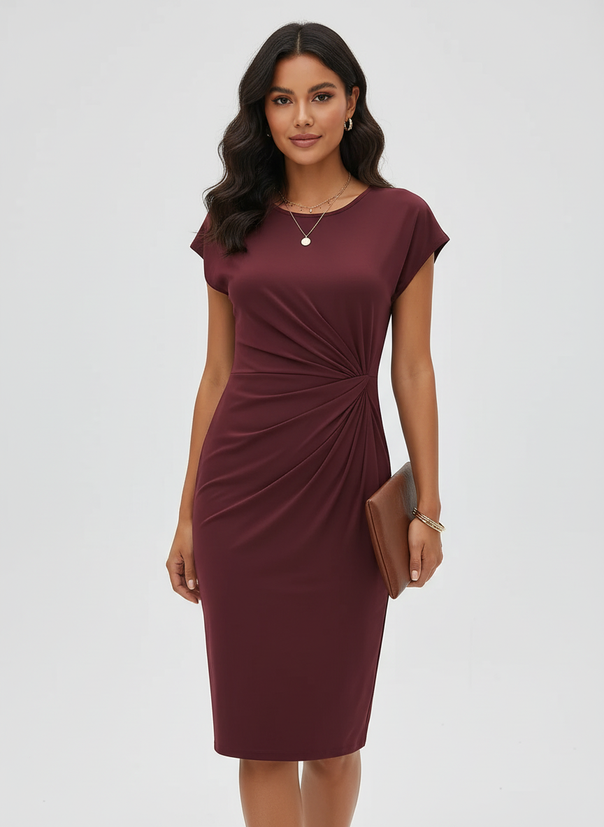 Sienna’s | Tailored Midi Dress with Pleated Waist