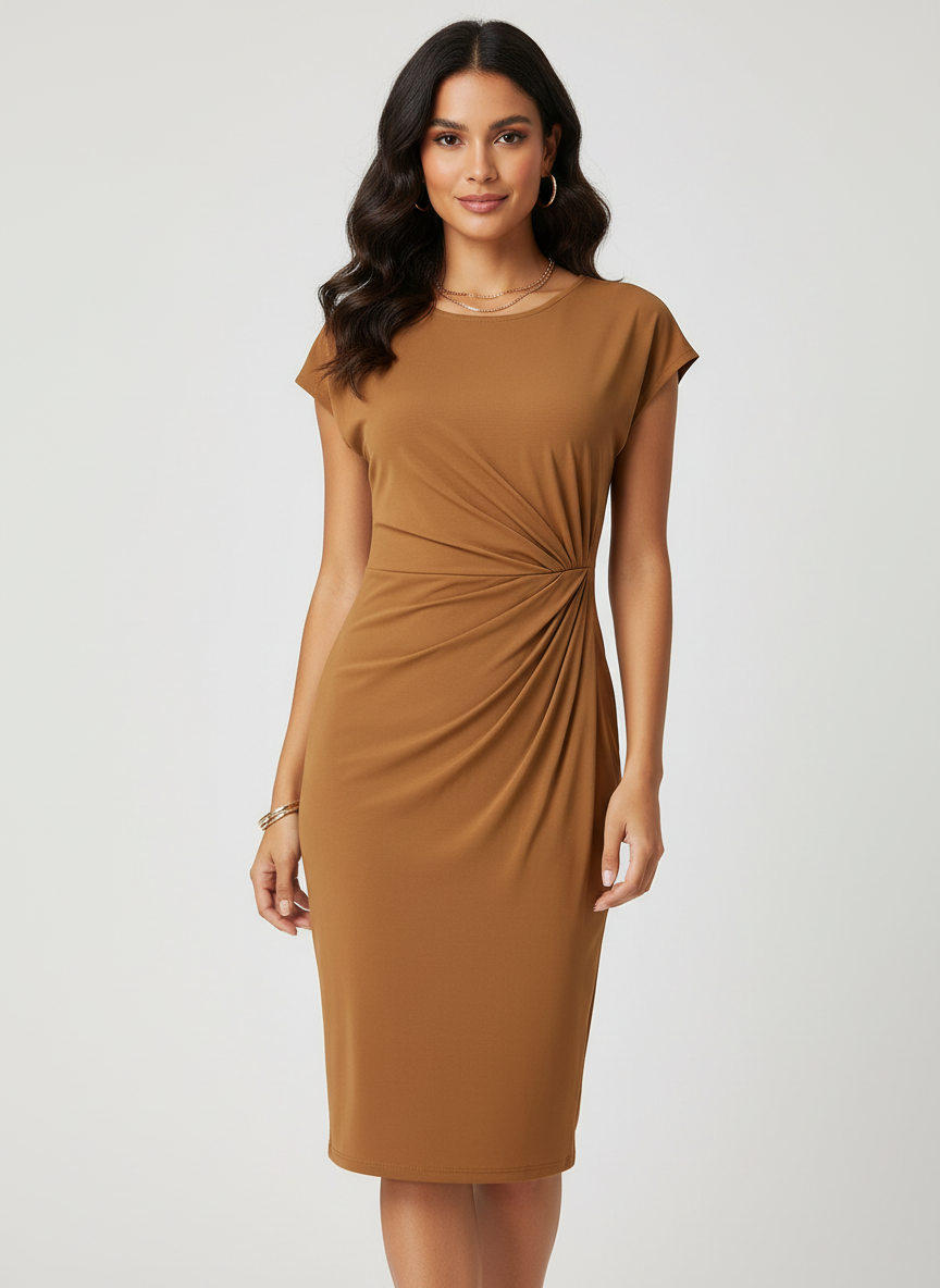 Sienna’s | Tailored Midi Dress with Pleated Waist