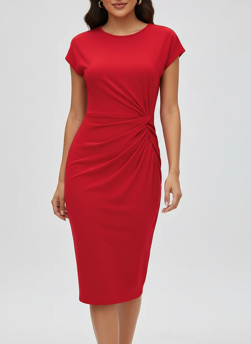Sienna’s | Tailored Midi Dress with Pleated Waist