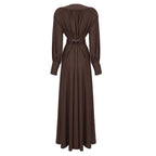 Elaris | Luxe Maxi-Jurk met Diepe V-Hals & Brede Tailleband