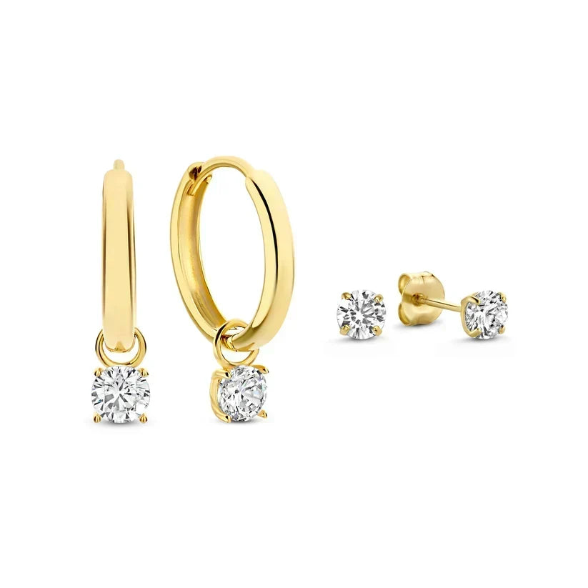 Sleek Gold Diamond Earring set — 2