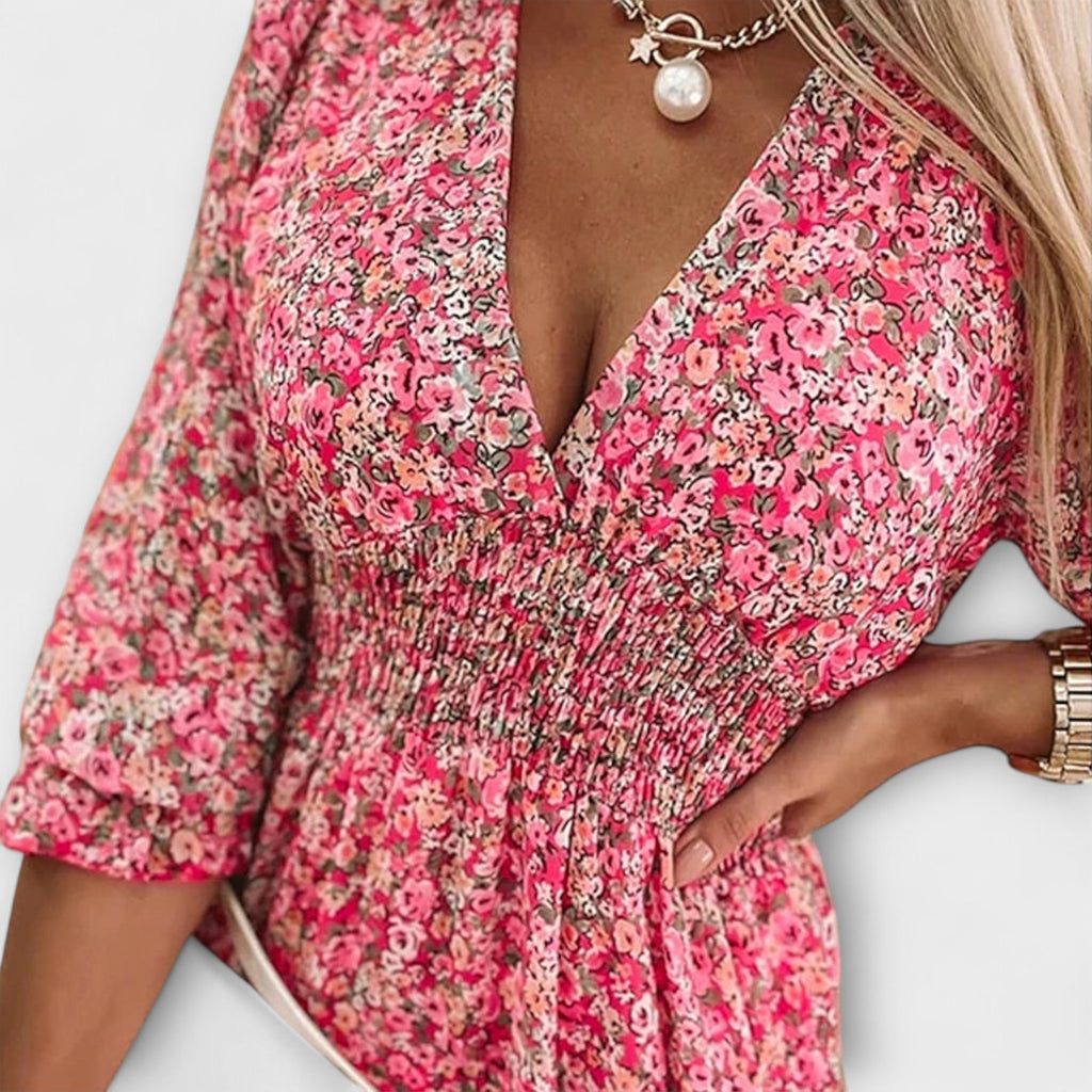 Miss | Jurk Dames Mini Bloemenprint V-hals - Viscose