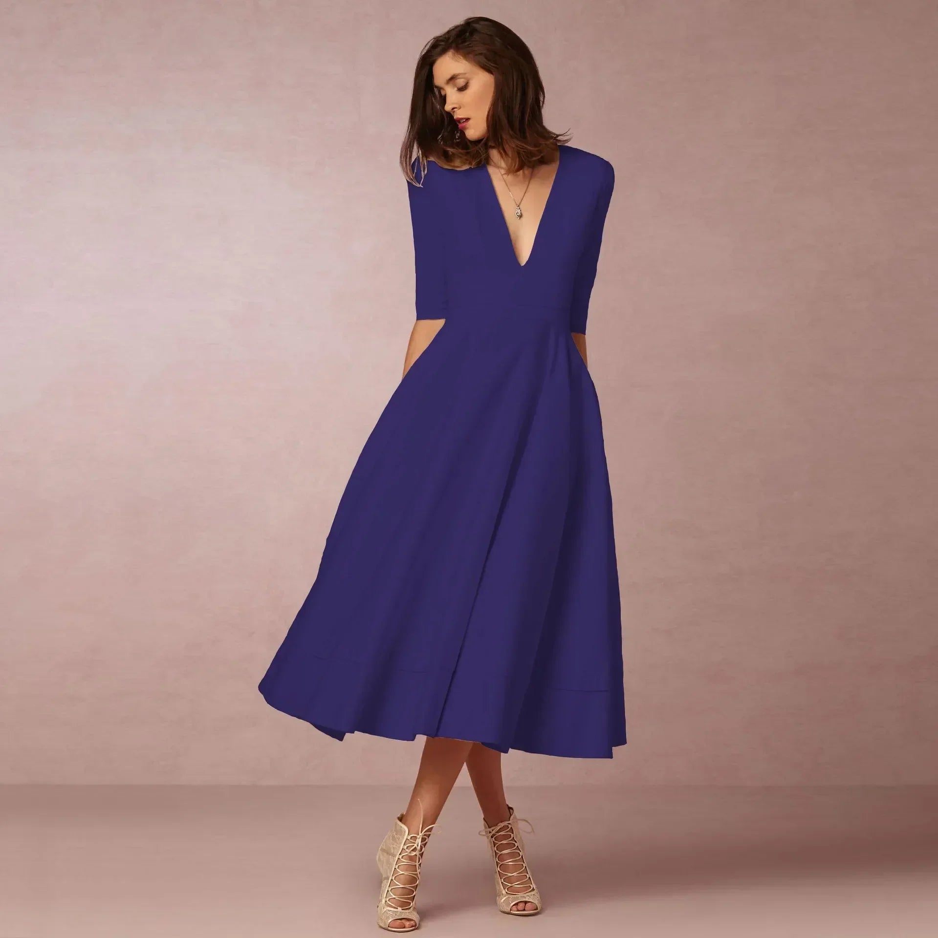 Lara | Elegante Midi-jurk voor Dames in Ivoor voor Zomeroutfits