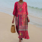 Lara | Lange Zomerjurk met Etnische Boheemse Print voor Dames