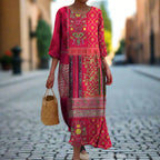 Lara | Lange Zomerjurk met Etnische Boheemse Print voor Dames