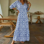 Lotte | Lange Zomer Maxi Jurk Dames met Vloeiend Silhouet en Verfijnde Print