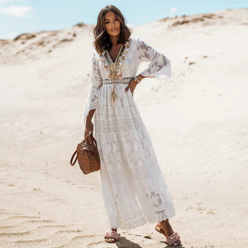 Luna | Boheemse Maxi Jurk met Lange Mouwen voor Dames