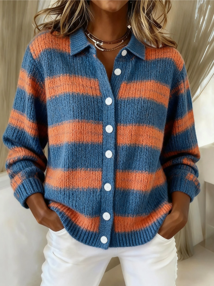 Livia | Striped Knitted Cardigan — 1