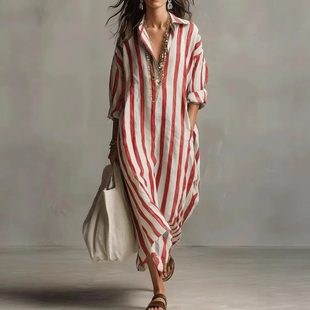 Velira | Gestreepte Maxi Jurk met Losse Fit
