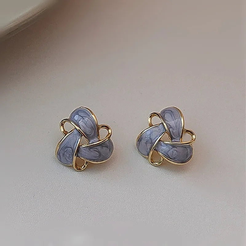 Elegant Vintage Purple Enamel Earrings — 2