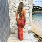Roselia | Halterjurk met Vlinderprint & Open Rug