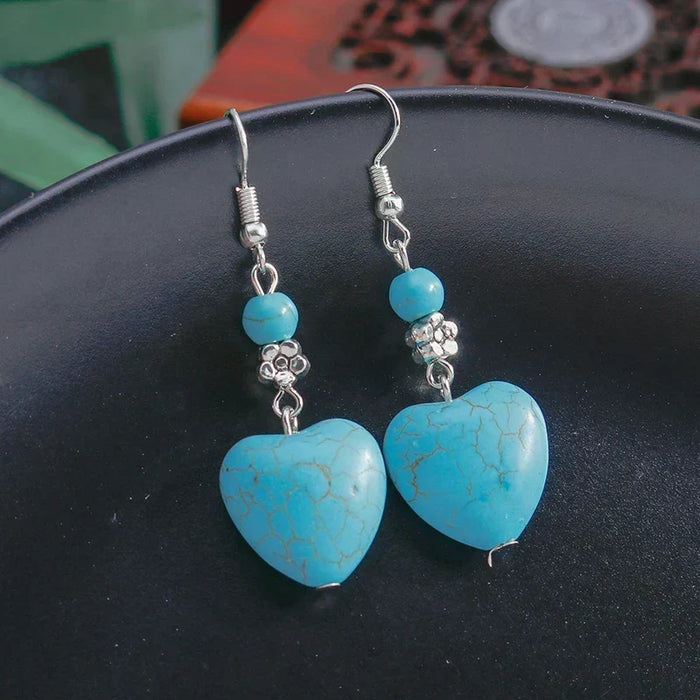 Refined Turquoise Heart Earrings — 1