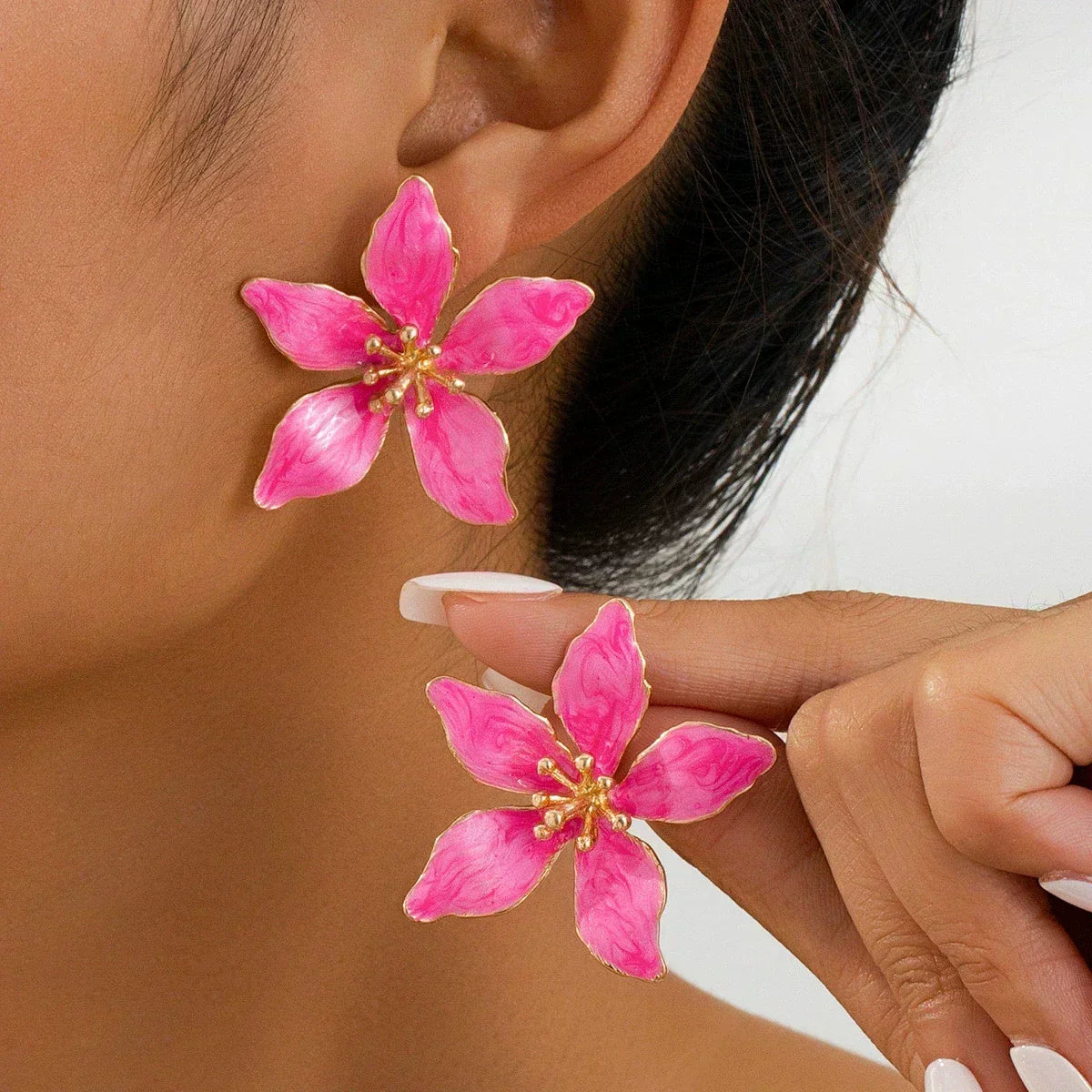 Painted Floral Earrings — 1