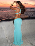 Aurelia | Cut-Out Maxi Jurk met Halterhals & Open Rug