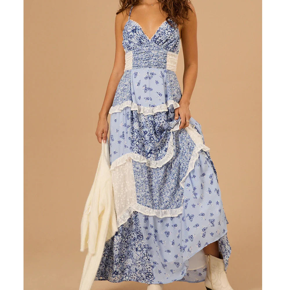 Maribelle | Boho Patchwork Maxi Dress