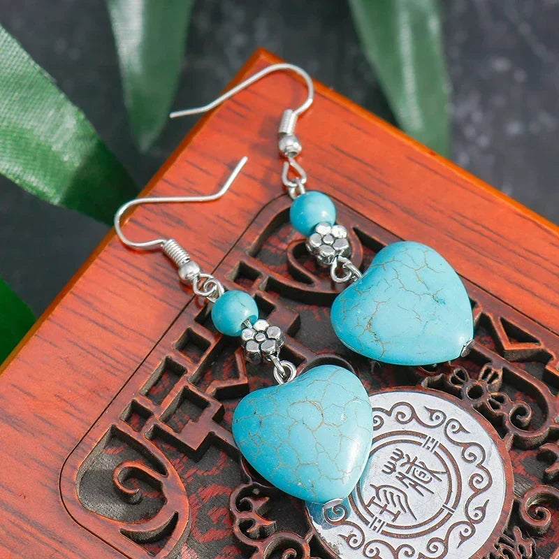 Refined Turquoise Heart Earrings — 6