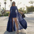 Alvéra | Flowing Maxi Overlay Jurk met Cape Effect