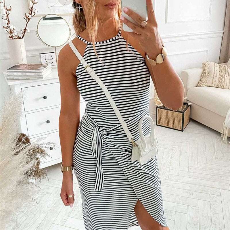 Miss | Jurk Dames Midi Gestreept - Viscose