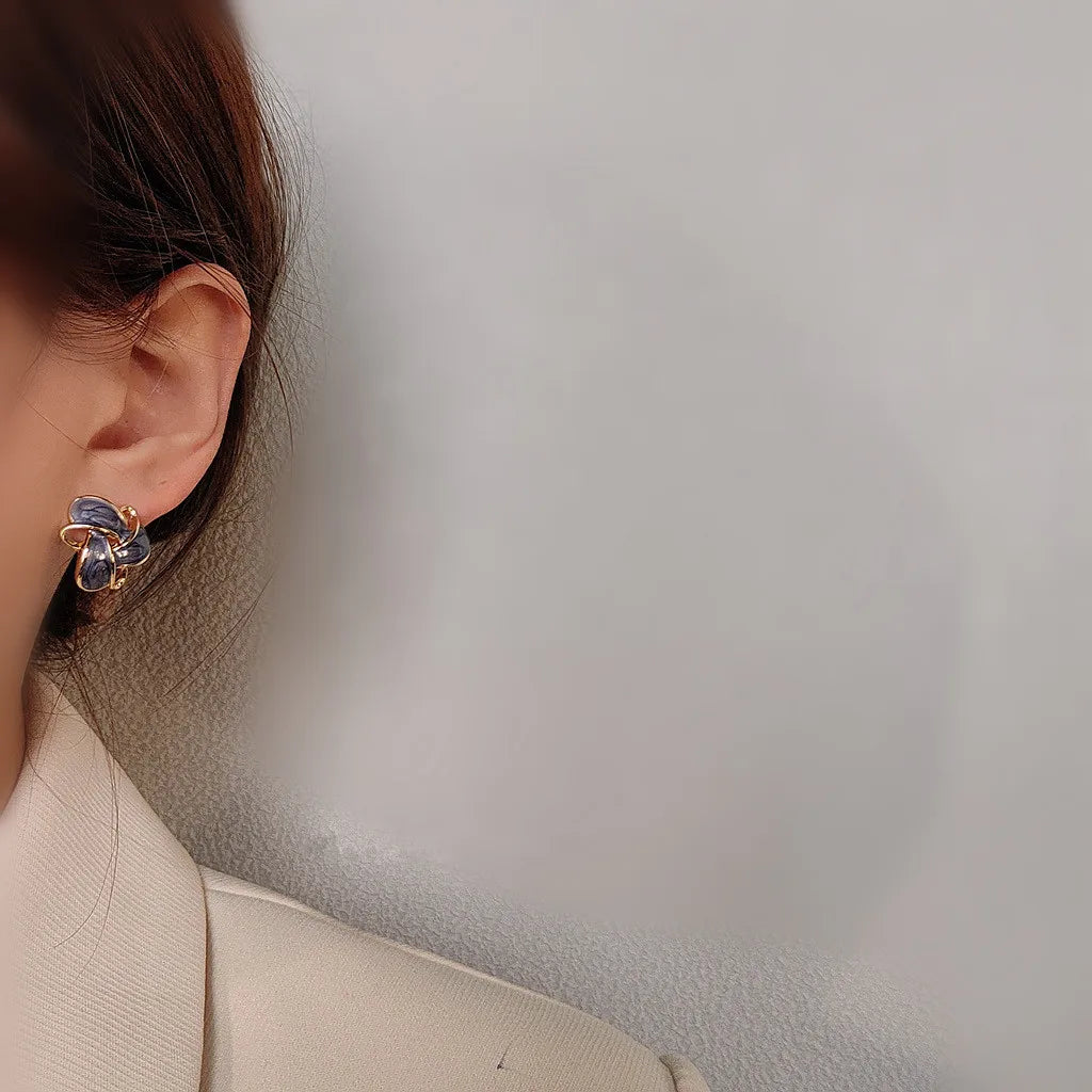 Elegant Vintage Purple Enamel Earrings — 5