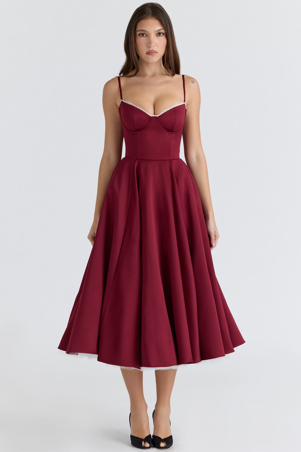 Elisa | Luxe midi jurk met corset top & volle rok