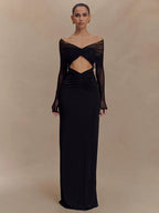 Aurelia | Off Shoulder Mesh Cut-Out Jurk – Verleidelijk & Elegant