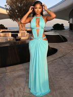 Aurelia | Cut-Out Maxi Jurk met Halterhals & Open Rug