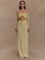 Aurelia | Off Shoulder Mesh Cut-Out Jurk – Verleidelijk & Elegant