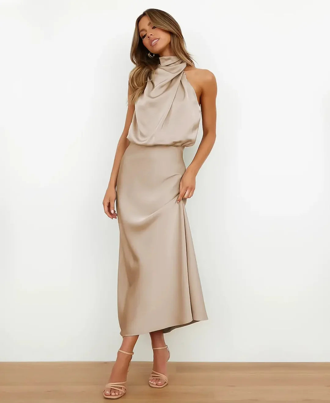 Miss | Jurk Dames Midi Hoge Taille - Katoenblend